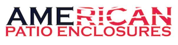 American Patio Enclosures logo in black and red text.