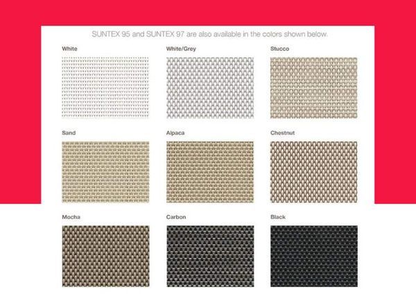 Swatch chart of fabric textures in white, gray, beige, tan, brown, and black shades