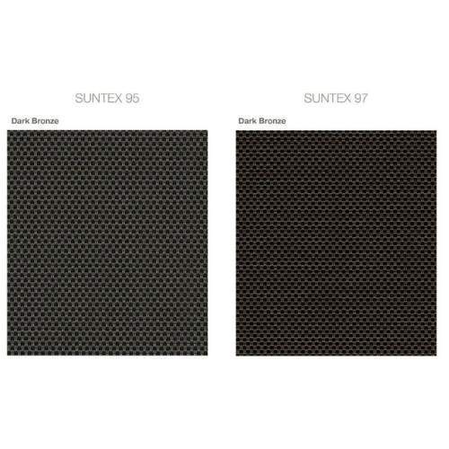 Two fabric swatches labeled 