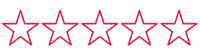 Five outline stars in a row, pink outline.