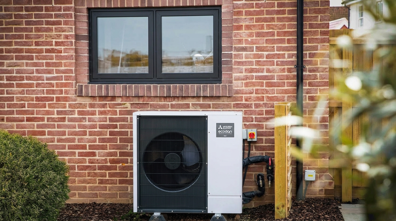 Heat pump below kitchen window