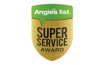 Angie's List Super Service Award shield logo in green, gold, and black