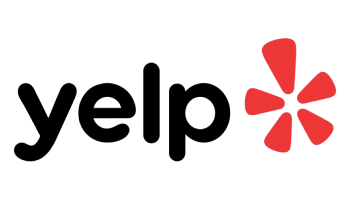 Yelp logo in black text with a red burst icon on a white background