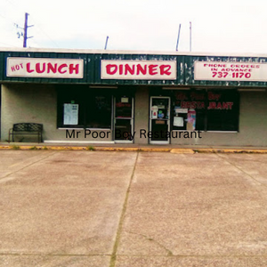 parking lot of Mr Poor Boy Restaurant