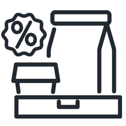 Takeout order with a discount tag on a cash register.