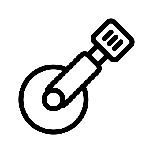 Black line icon of a pizza cutter