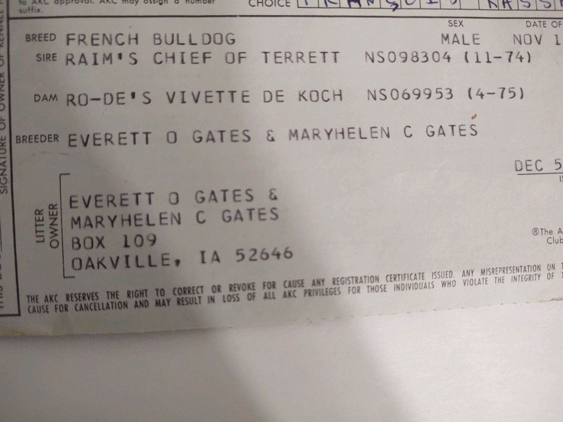 Historical Frenchie Registration