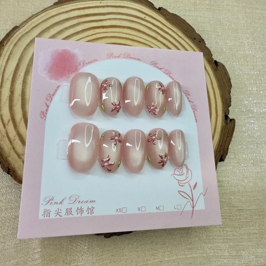 E26-2公分橢圓/花季少女粉Q凍 原創設計手工穿戴甲/附贈工具包/附贈收納盒