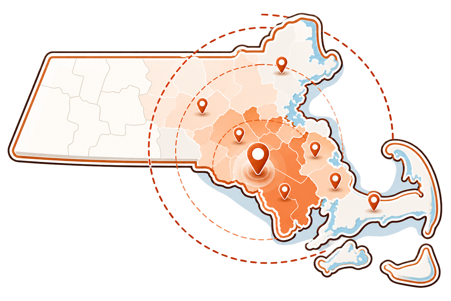 Massachusetts Map Graphics