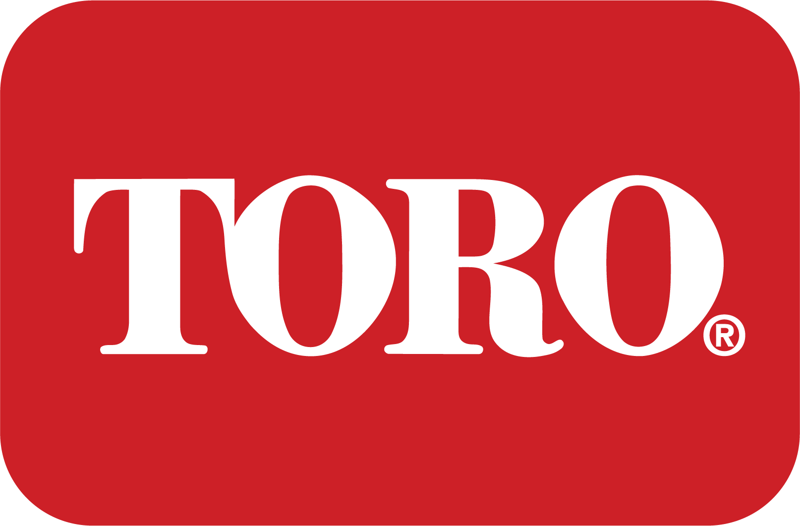 Toro logo in white text on a red, rounded rectangle. Toro logo in white text on a red, rounded rectangle.