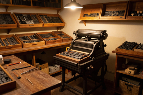 Artisan letterpress workshop room