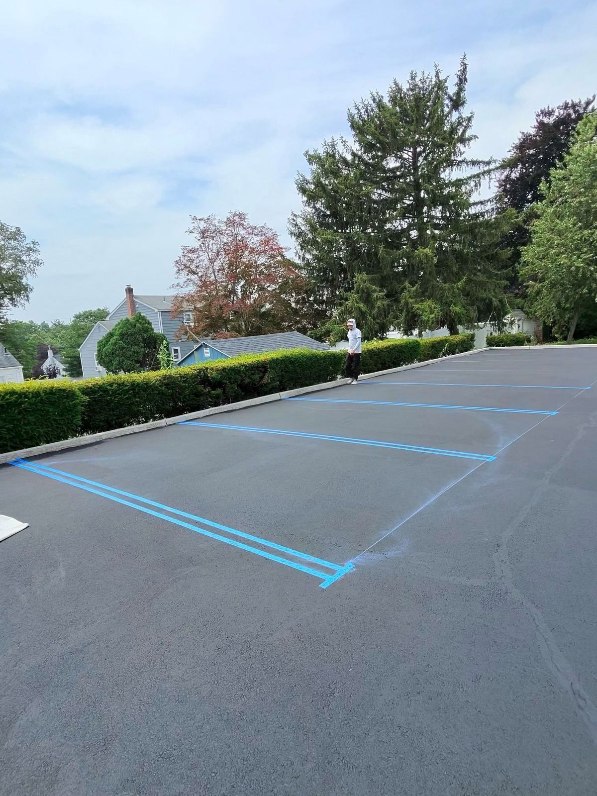 Blue parking stall lines, finished — Catanzaro's Power Washing