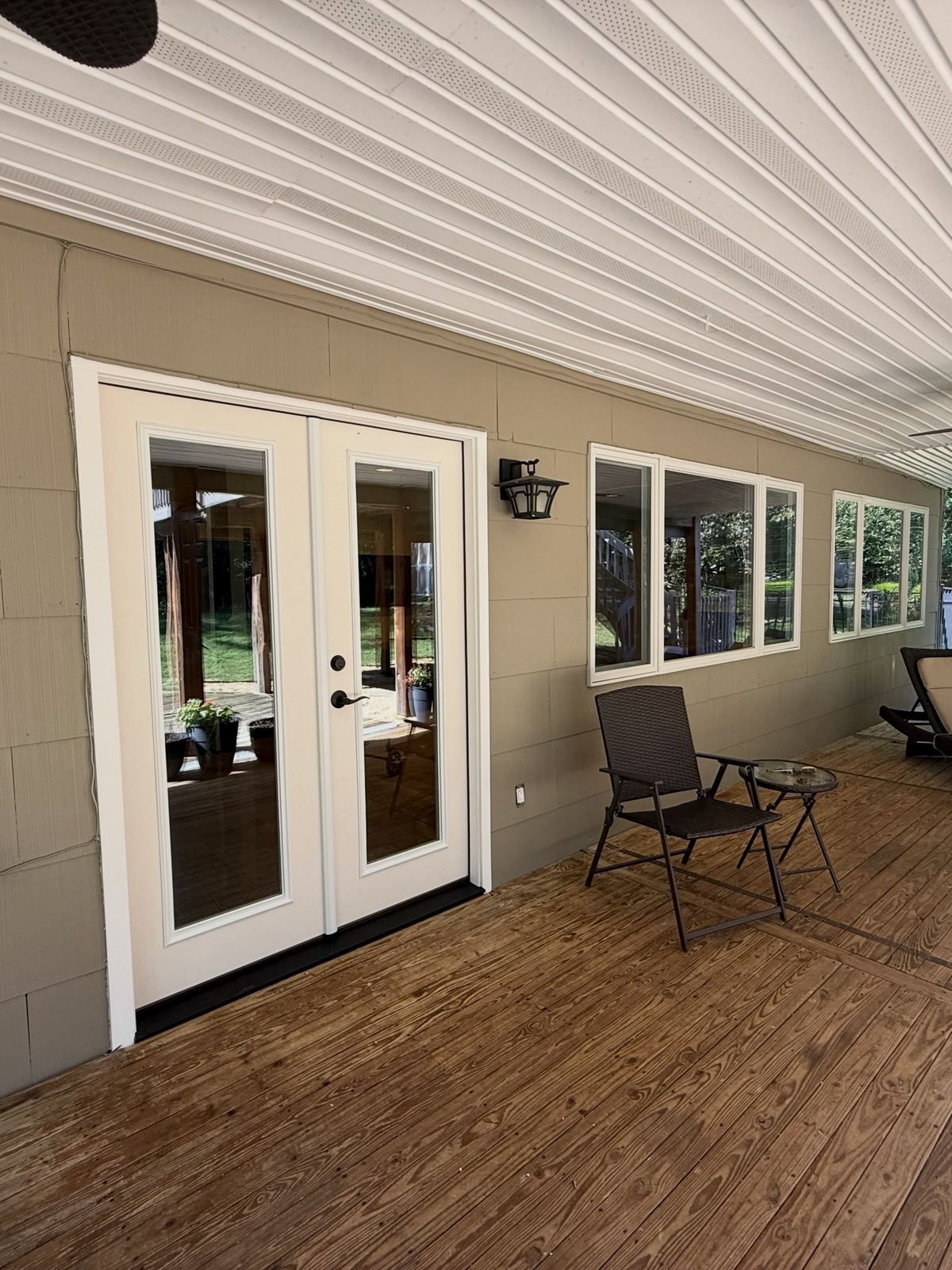 Covered porch floor and French doors — Catanzaro's Power Washing