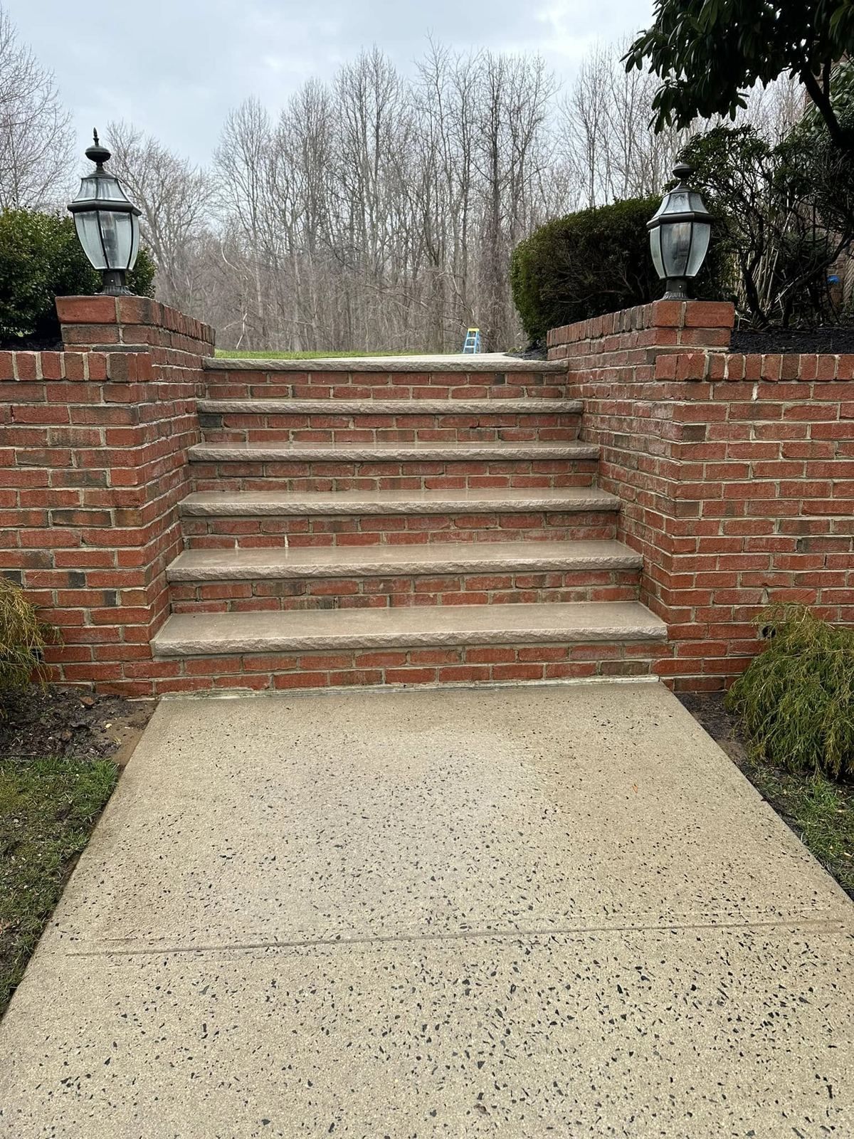 Brick steps and concrete walk, cleaned — Catanzaro's Power Washing