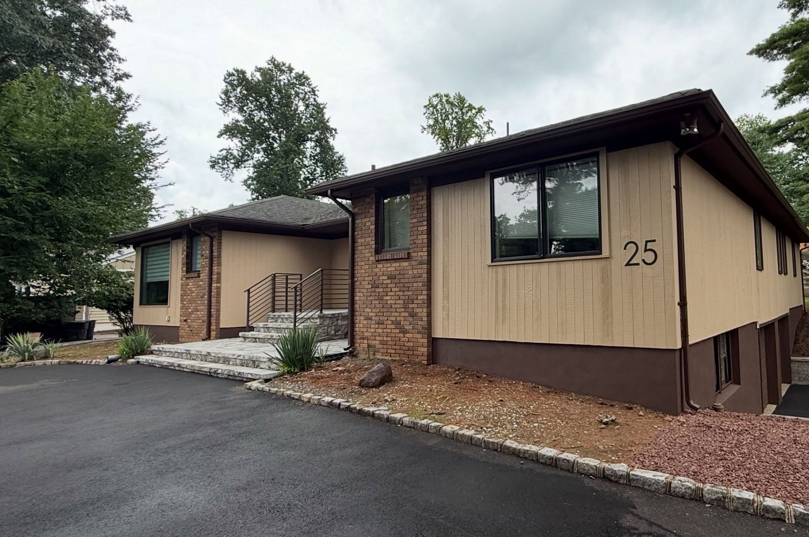 Raised ranch painted tan with brown base — Catanzaro's Power Washing