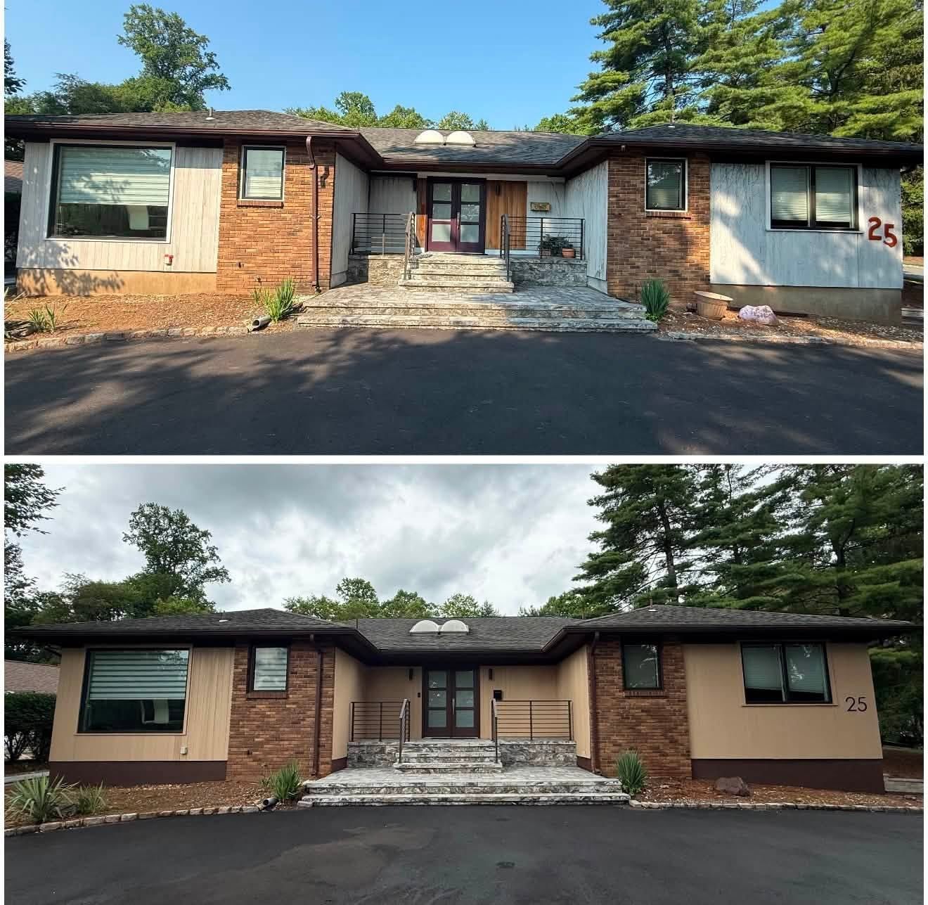Ranch front, before/after paint pair — Catanzaro's Power Washing