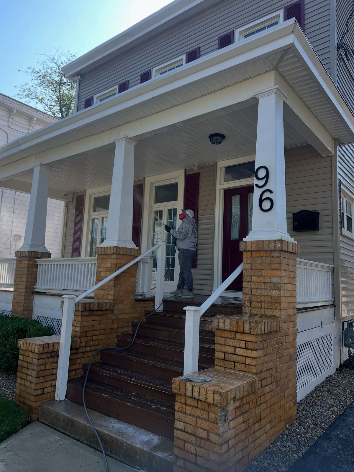 Porch house with brick piers — Catanzaro's Power Washing