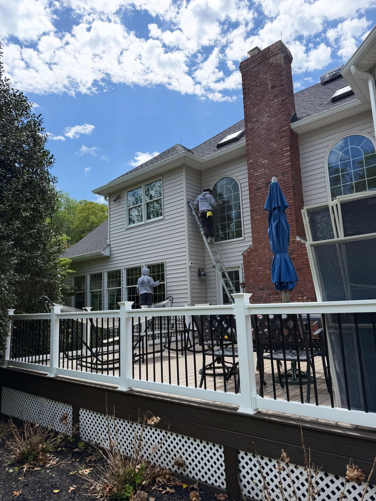 Rear deck and brick chimney, two-story — Catanzaro's Power Washing