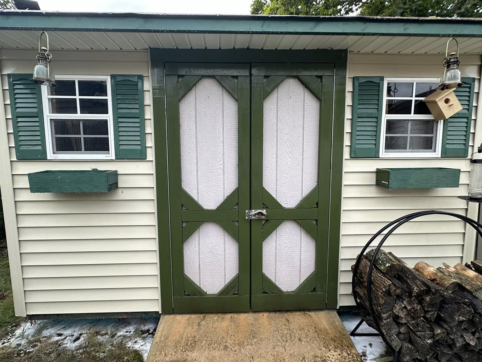 Shed with green doors — Catanzaro's Power Washing