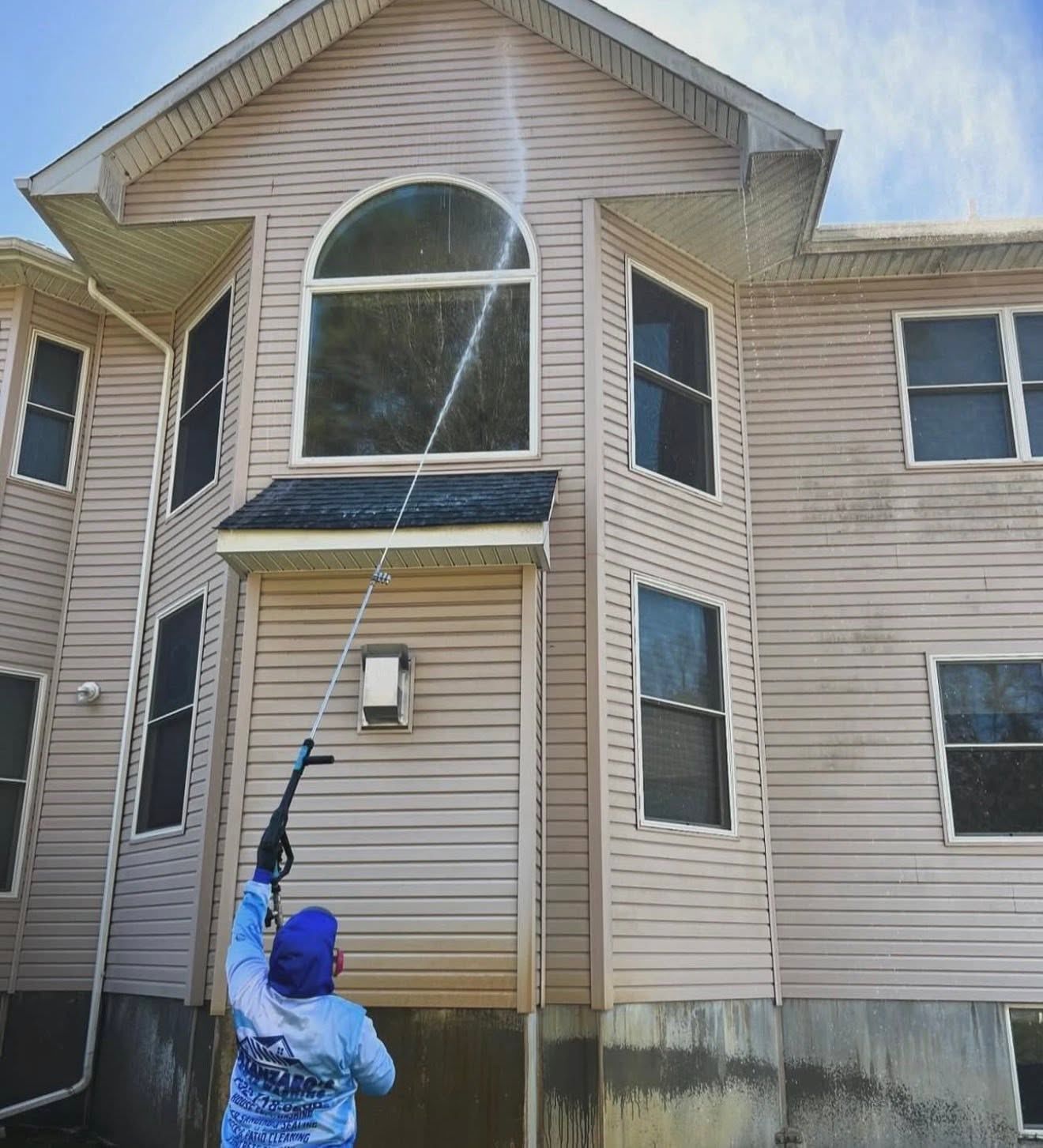 Crew soft washing beige colonial — Catanzaro's Power Washing