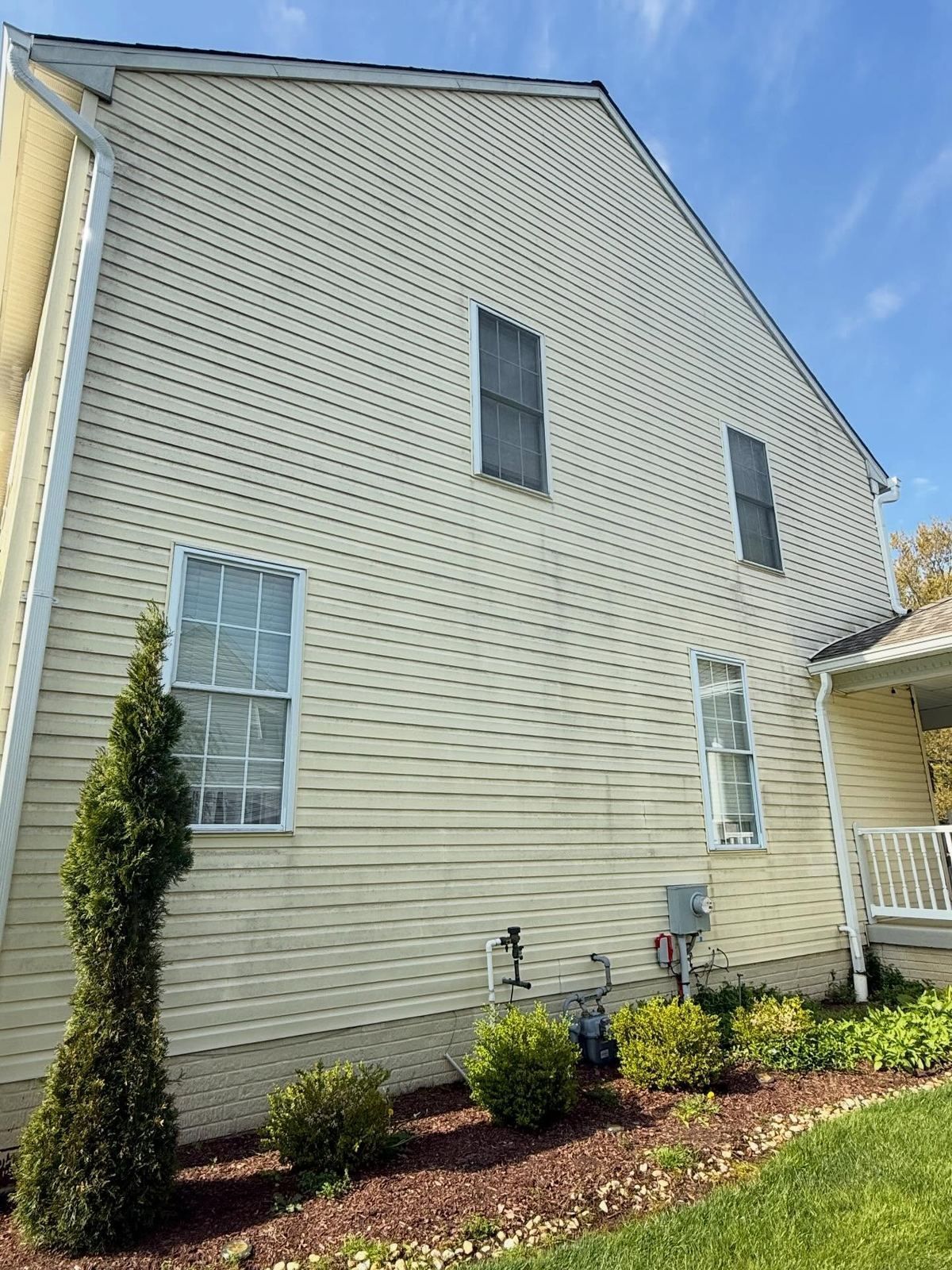 Yellow siding side elevation — Catanzaro's Power Washing