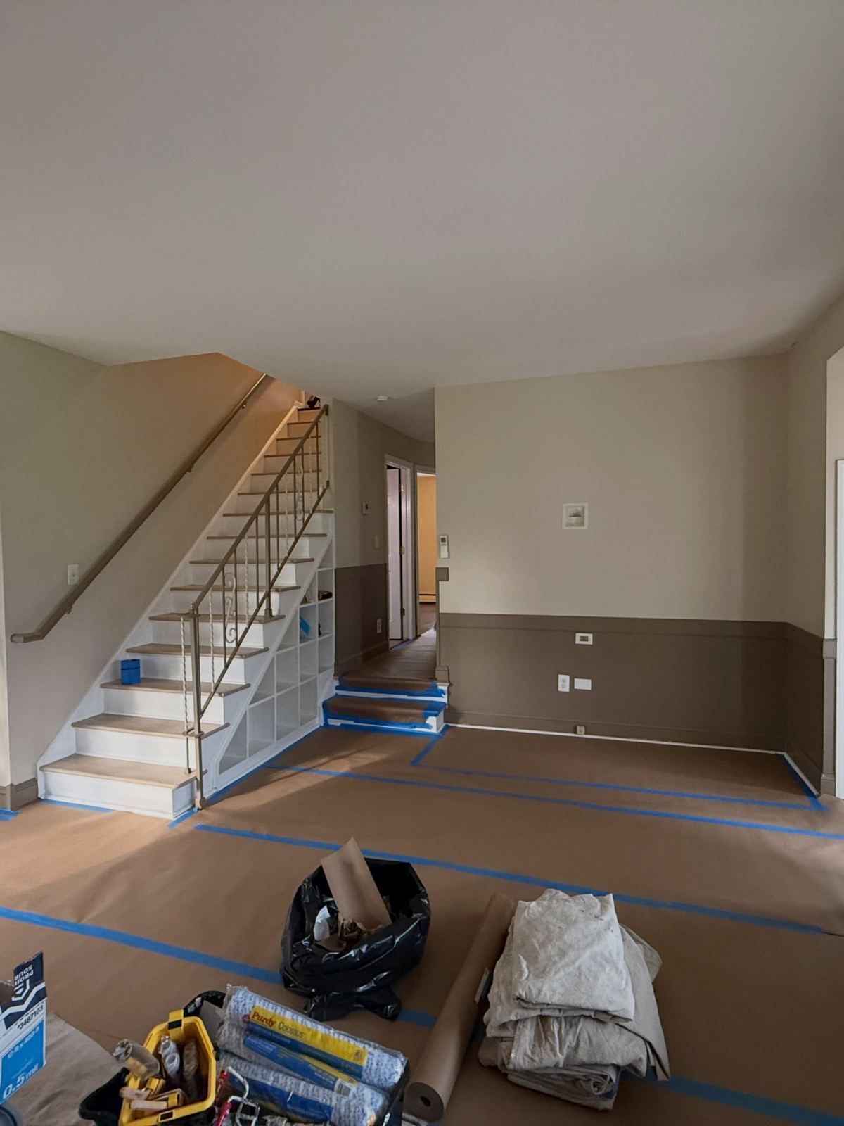 Living room prep with drop cloths — Catanzaro's Power Washing