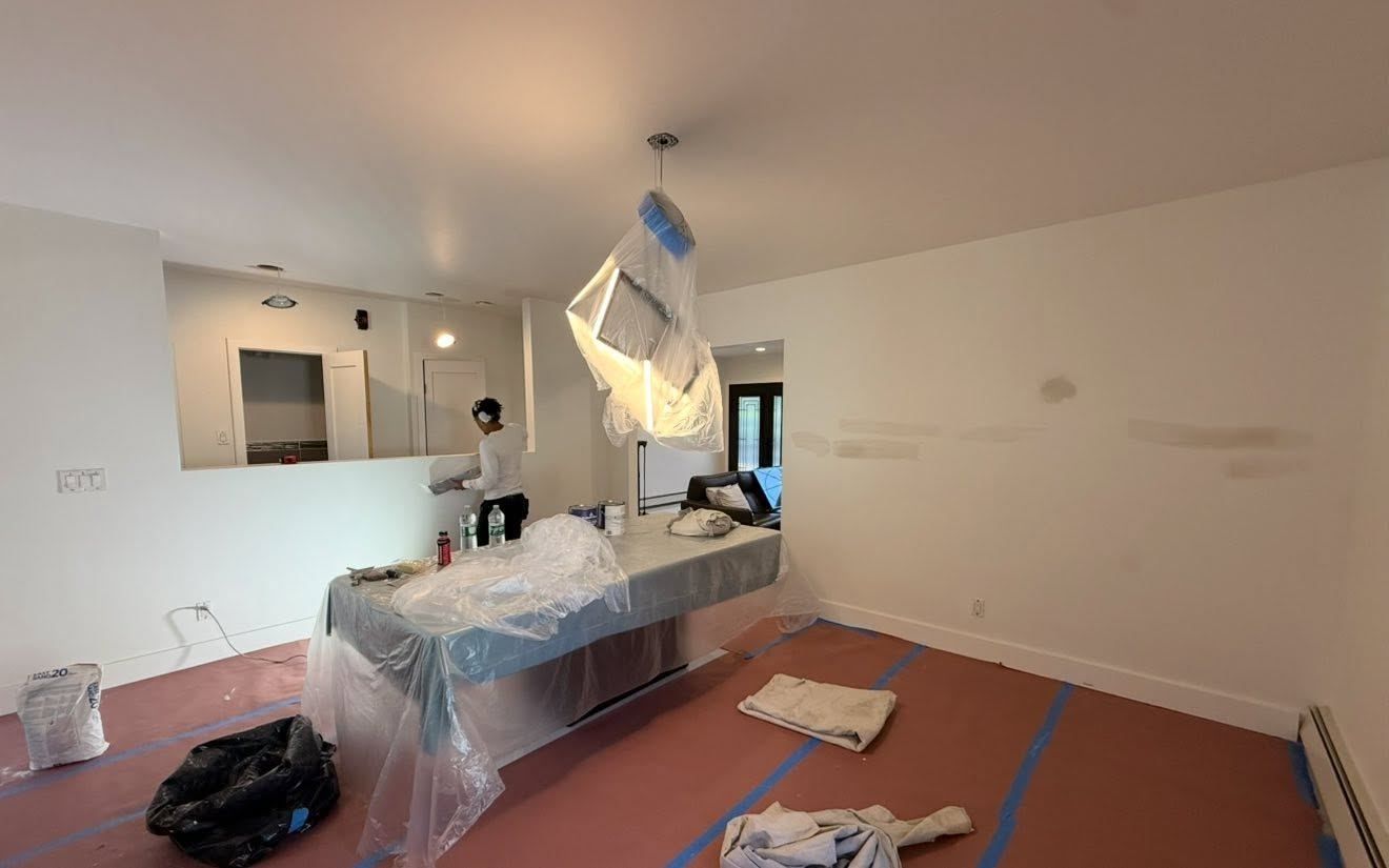 Room prepped and masked for painting — Catanzaro's Power Washing