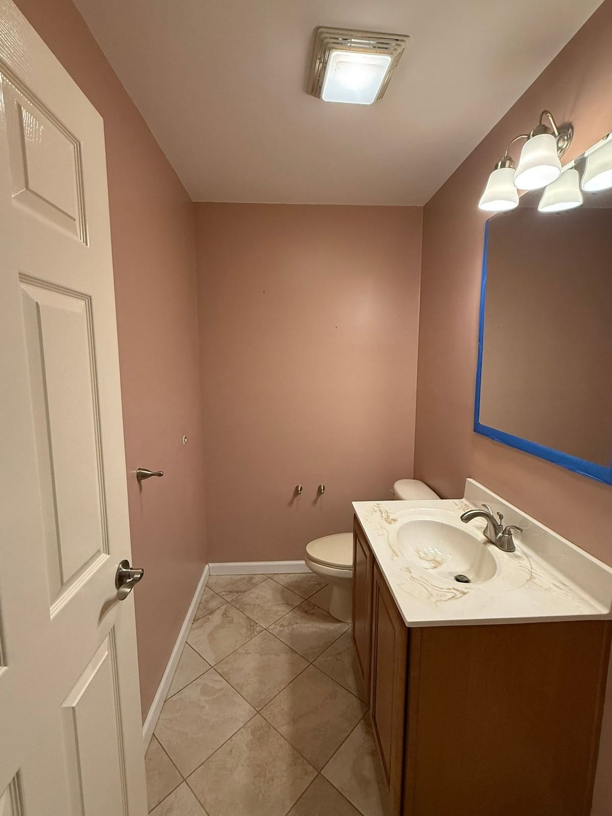 Small bathroom painted pink, before — Catanzaro's Power Washing