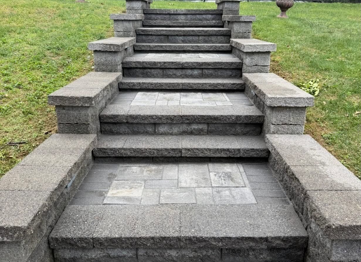 Block paver steps, cleaned — Catanzaro's Power Washing