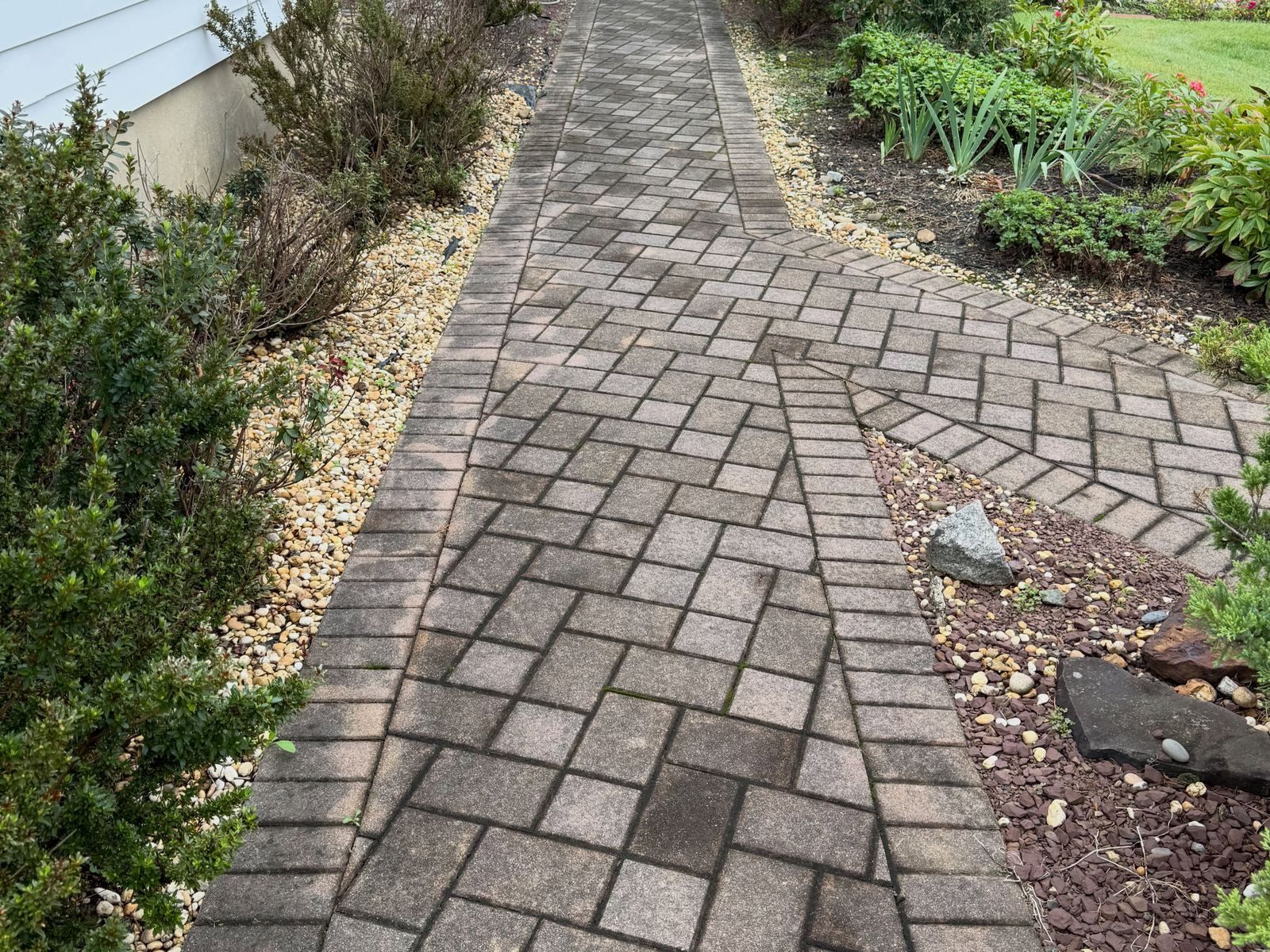 Brick paver path through garden — Catanzaro's Power Washing