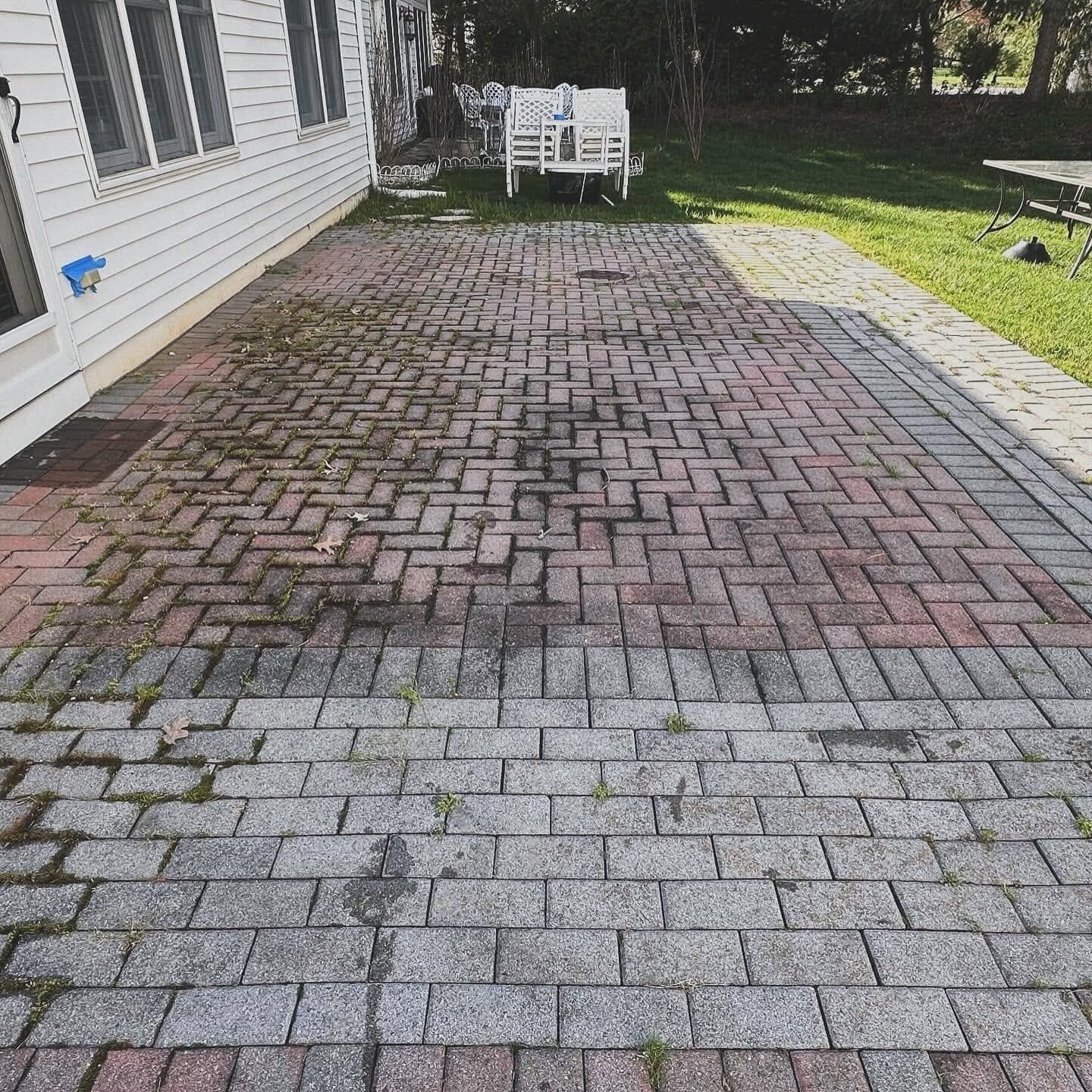 Brick paver patio, dirty — Catanzaro's Power Washing
