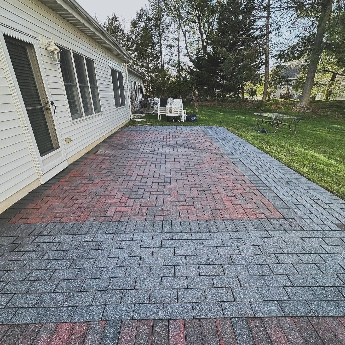 Brick paver walk, half cleaned — Catanzaro's Power Washing
