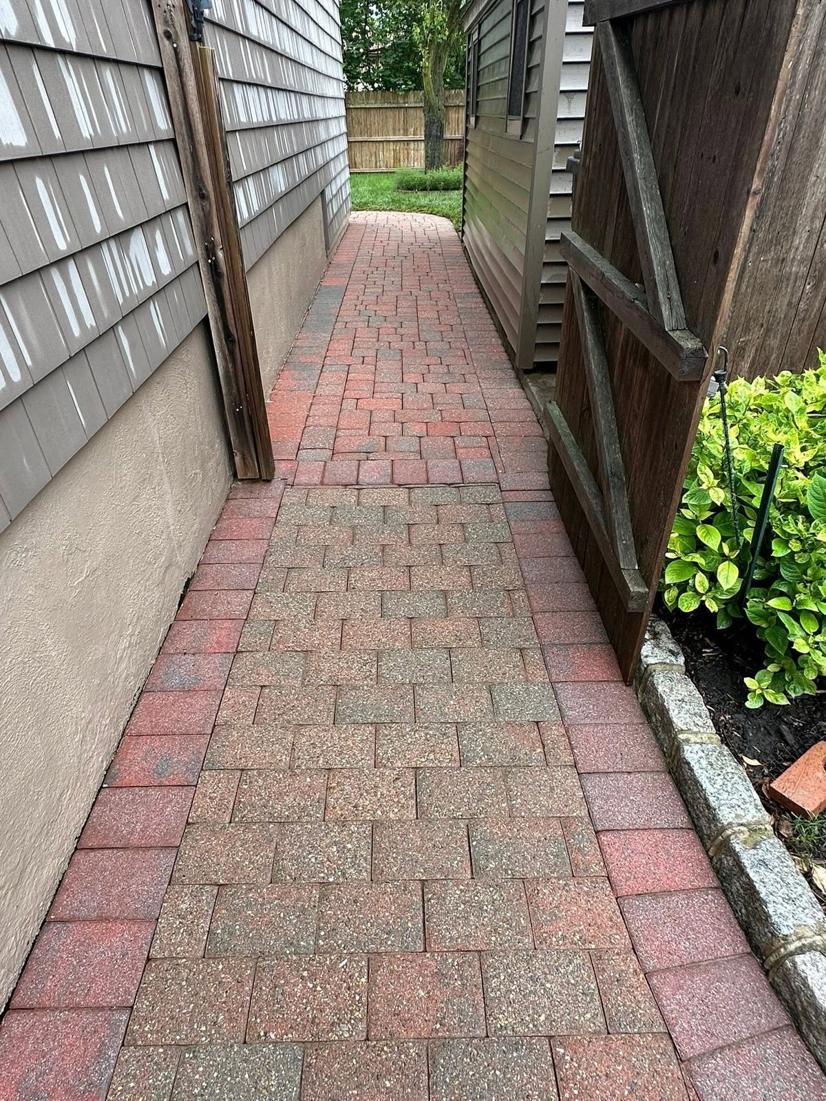 Narrow brick paver side path — Catanzaro's Power Washing