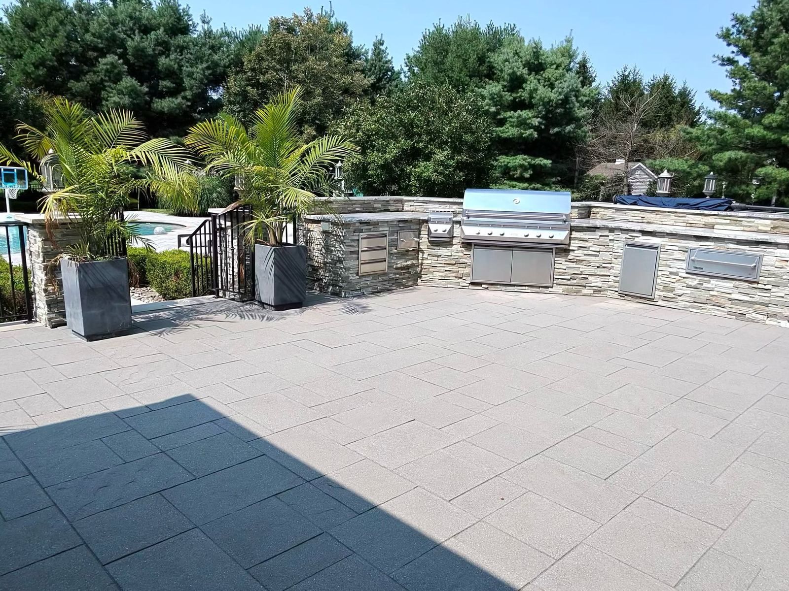 Outdoor kitchen paver patio, cleaned — Catanzaro's Power Washing