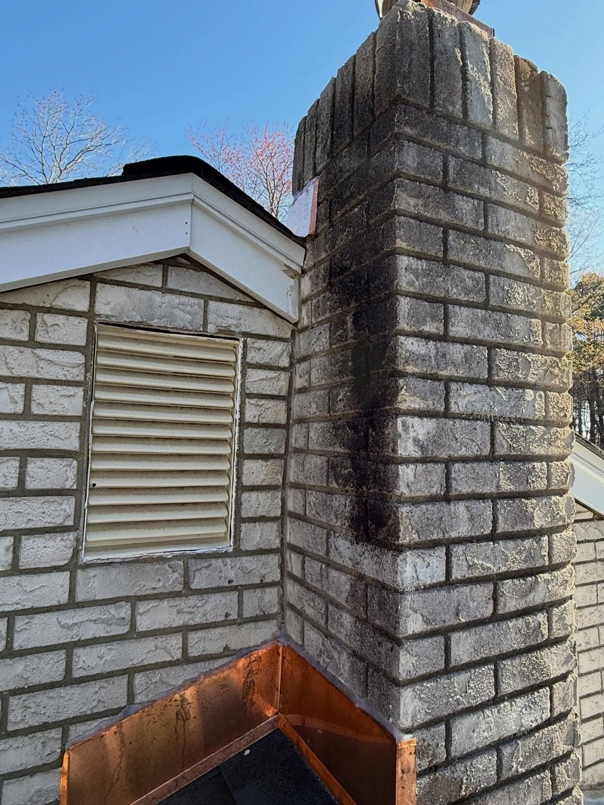 Chimney with black streaks — Catanzaro's Power Washing