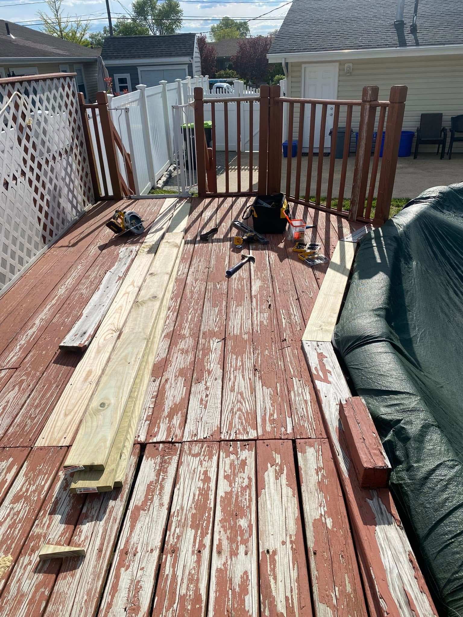 Wood deck before restoration, Monmouth County NJ