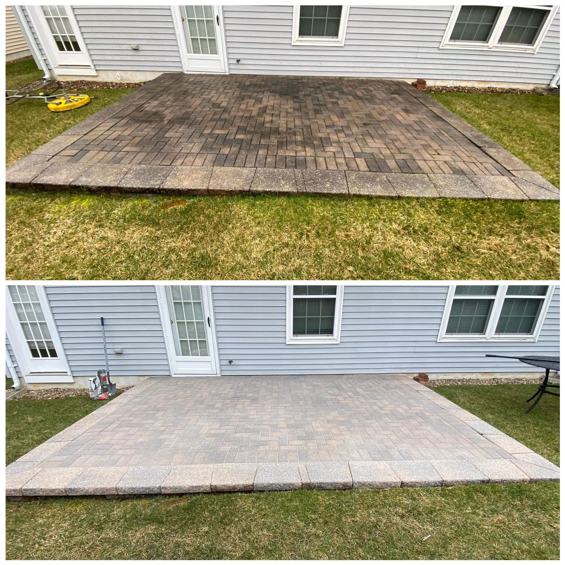 Patio before and after restoration by Catanzaro's Power Washing