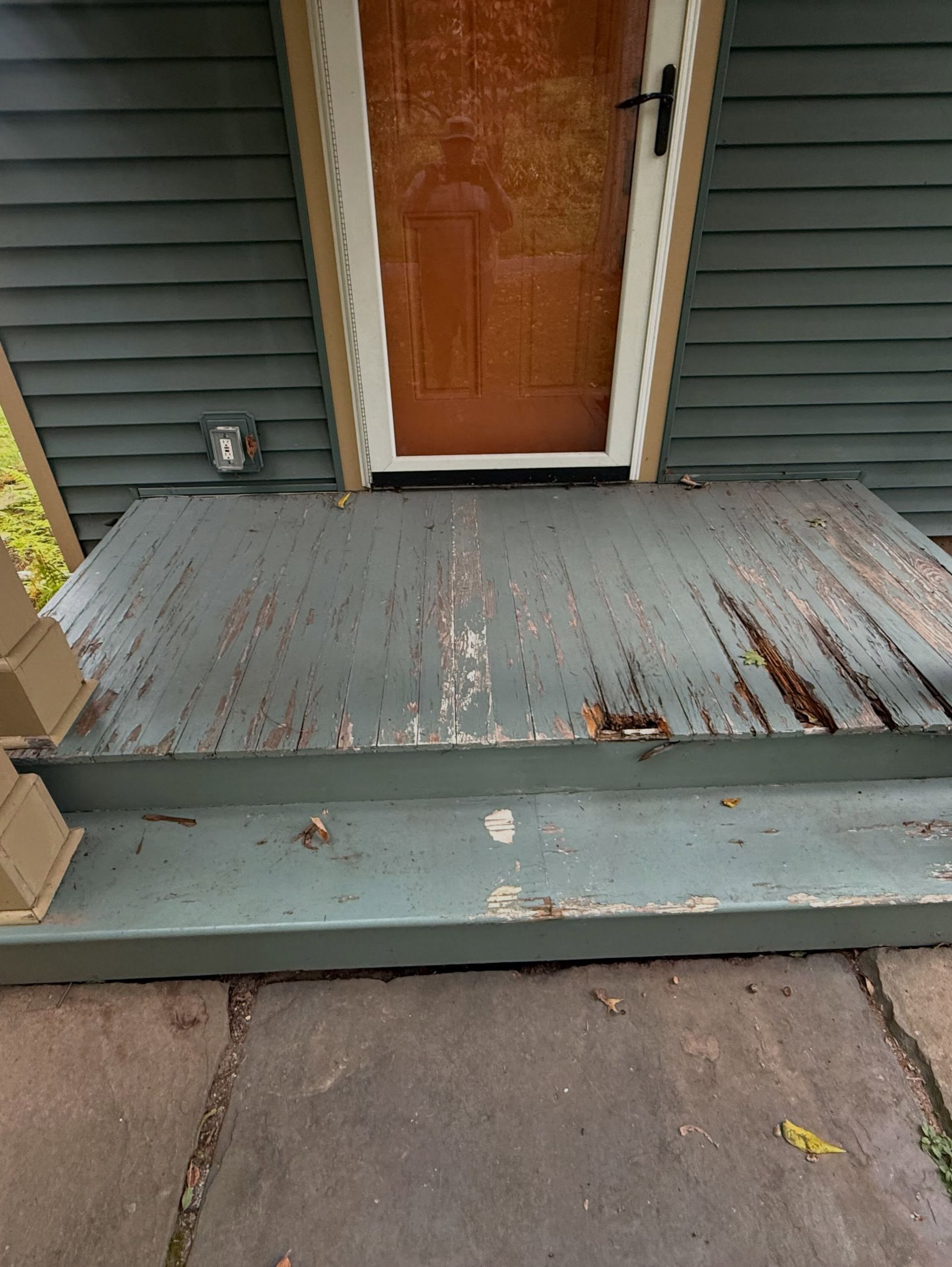 Front porch floor painted gray, door — Catanzaro's Power Washing