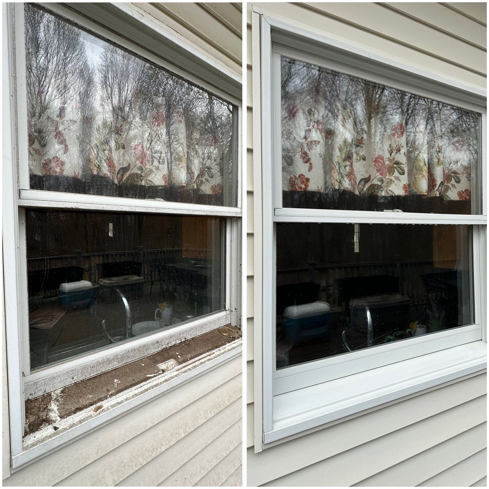 Window glass, before/after pair — Catanzaro's Power Washing