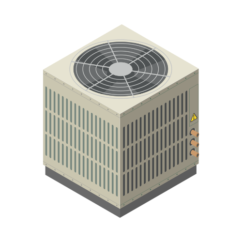 An isometric illustration of an air conditioner on a white background.