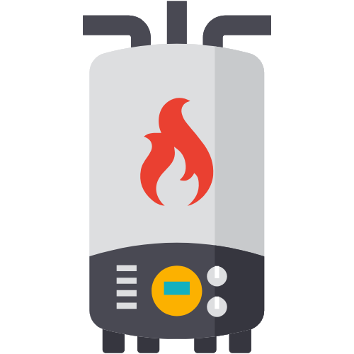 A boiler with a flame on it free icon