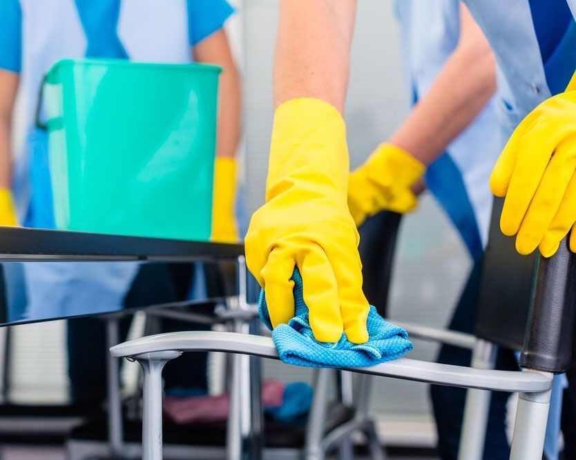 Professional Workers Cleaning with Gloves for Immaculate Results - Comprehensive Cleaning Services in Ballina