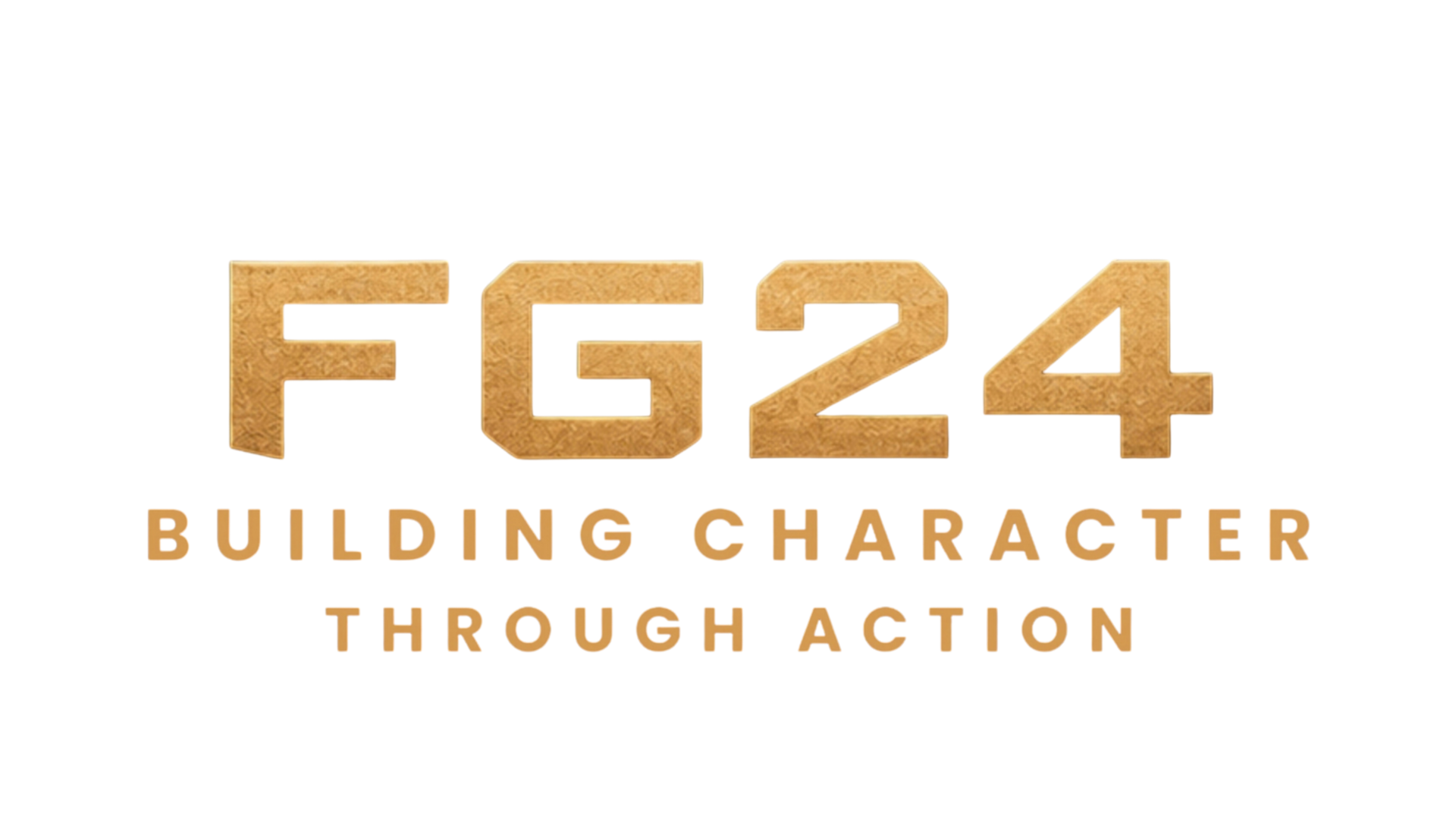 FG24-logo in goud met de slogan ‘Building Character Through Action’