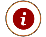 A red circle with a white letter i inside of it.