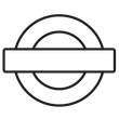 A black and white drawing of a circle with a line in the middle.