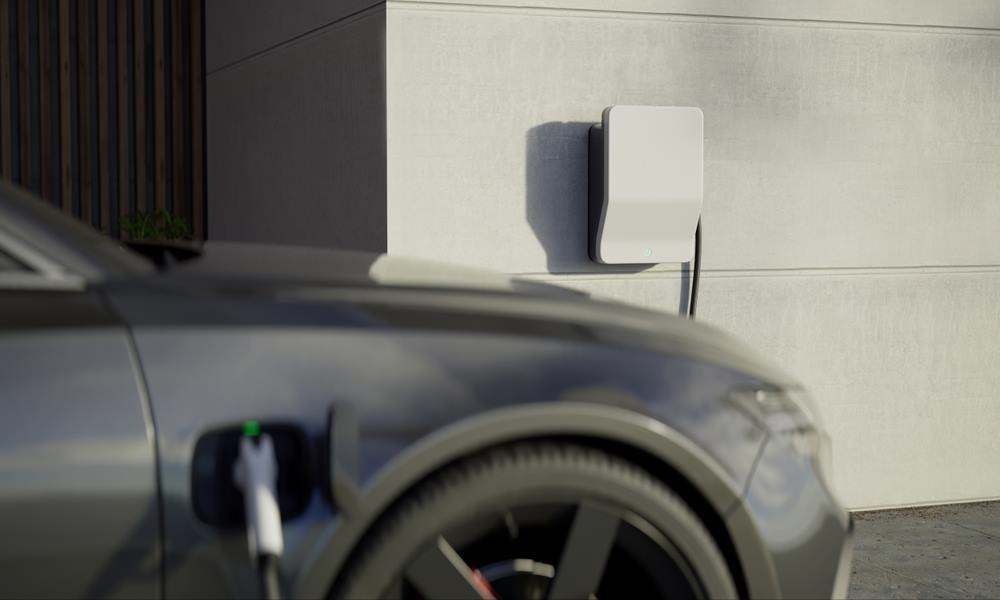 Dark Gray Car Parked Beside A White Wall With A Mounted Box — All Star Electrical Services in Sutherland Shire, NSW