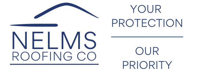 Nelms Roofing Co logo with roofline icon and slogan “Your Protection, Our Priority”