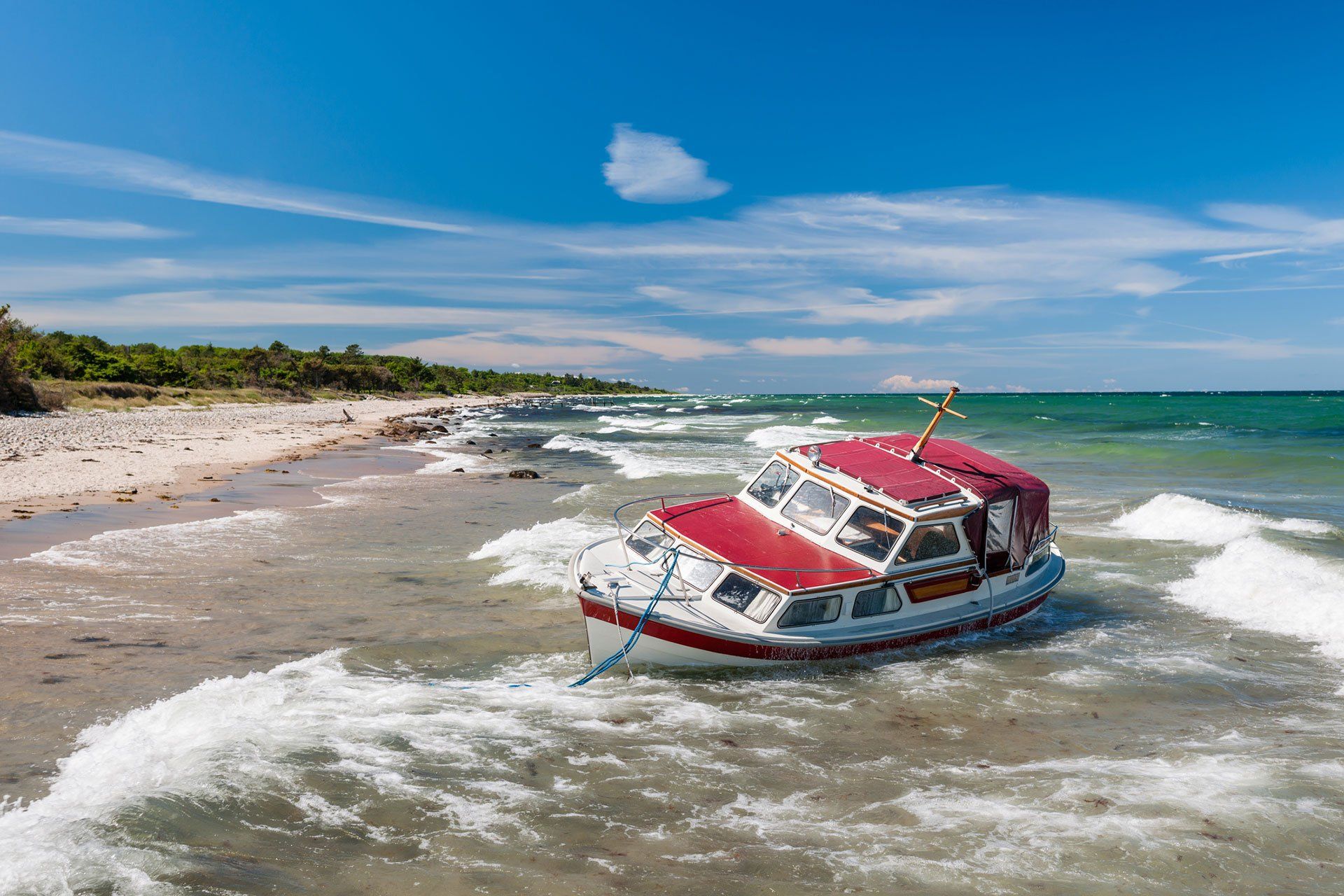 Beached Boat on Buffalo, NY Shoreline