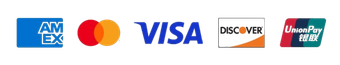 Accepted Payment Methods Logos for American Express, Mastercard, Visa, Discover, and UnionPay.