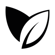 a black and white icon of two leaves on a white background .